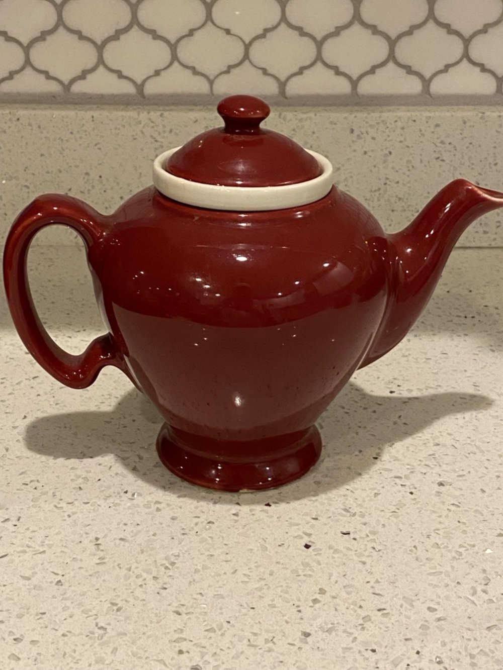 Vintage McCormick Tea Burgundy Teapot w/ Infuser USA